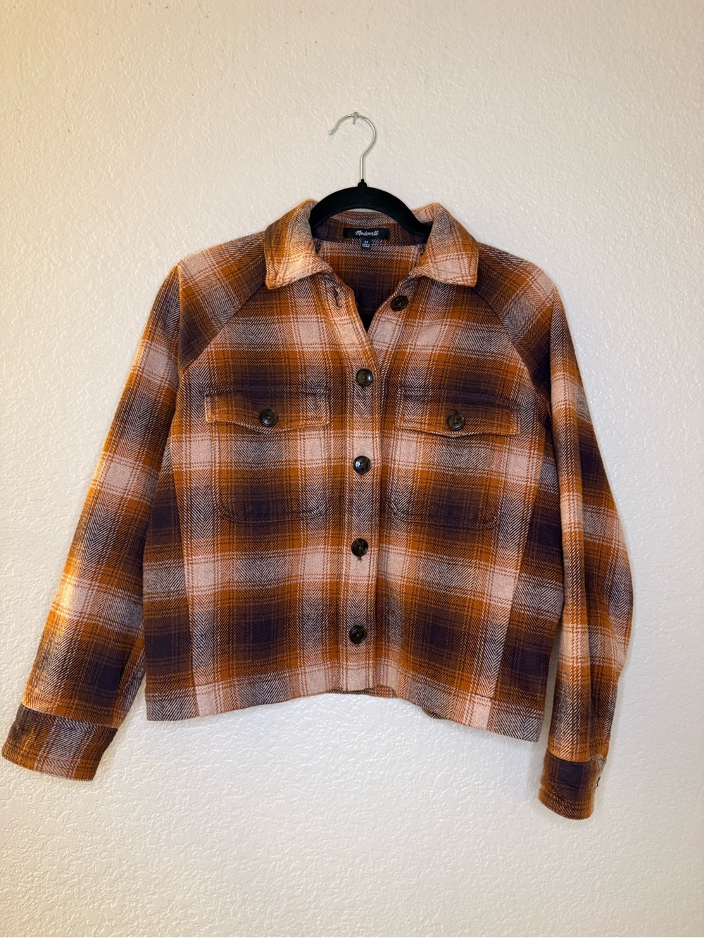 Outdoor Madewell Orange and Brown Plaid Shacket
